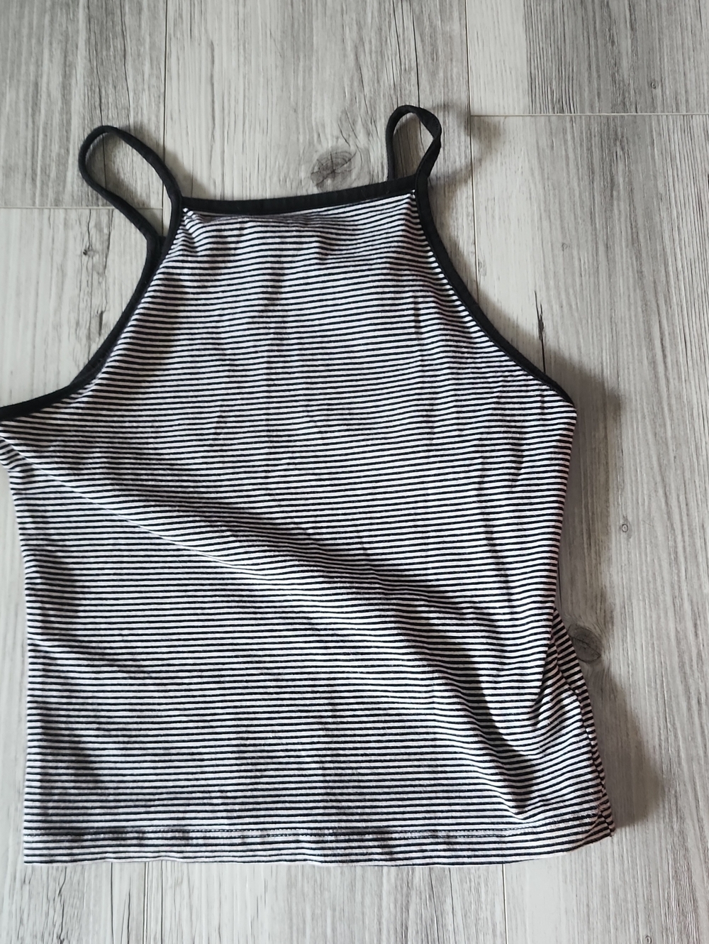 Garage Black & White Striped High-Neck Cami Tank